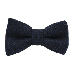 [JA.NP.TW.DUND.17] Noeud papillon en tweed "Dundee" chevron bleu marine et noir