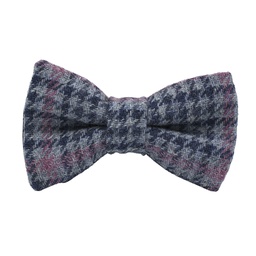 [JA.NP.TW.SAAN.03] Noeud papillon en tweed "Saint Andrews" pied-de-poule bleu gris et marine