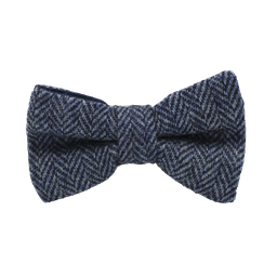 [JA.NP.TW.DUND.18] Noeud papillon en tweed "Dundee" chevron bleu