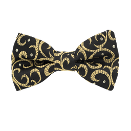 Noeud papillon "Persan" motifs dorés sur fond noir