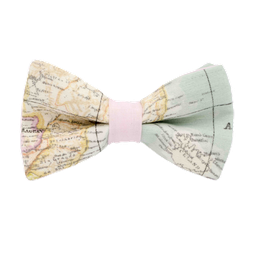 Noeud papillon "Globe-trotter" carte du monde sur fond pastel