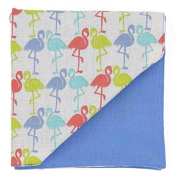 Pochette "Flamingo-Pastel" flamants roses, turquoises et bleu ciel