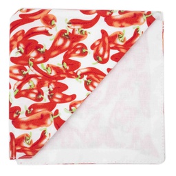Pochette "Hot and Spicy" piments rouges sur fond blanc