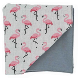 Pochette "Flamingo" flamants rose sur fond gris