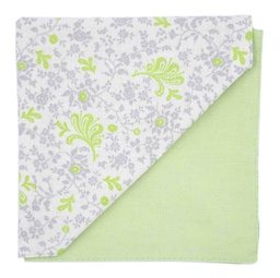 Pochette "Green Touch" fleurs grises et vertes sur fond vert anis