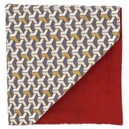 Pochette "Labyrinthe" motifs géométriques dorés, blancs et bleu gris