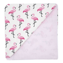Pochette "Flamingo" flamants rose sur fond blanc