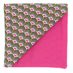Pochette japonais "Plumes" rose et jaune