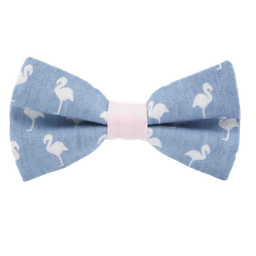 [JA.NP.JE.FLAM.02] Noeud papillon jean "Flamingo" - Flamants roses blancs