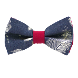 [JA.NP.JE.VIOR.01] Noeud papillon jean "Vif d'Or" - Plumes dorées