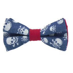 [JA.NP.JE.SPAR.01] Noeud papillon jean "Jack Sparrow" - Têtes de mort