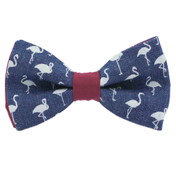 [JA.NP.JE.FLAM.01] Noeud papillon jean "Flamingo" - Flamants roses