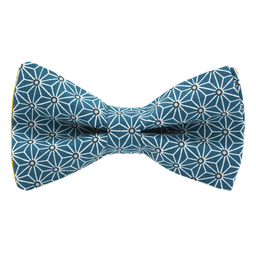 Noeud papillon japonais "Asanoha" bleu canard