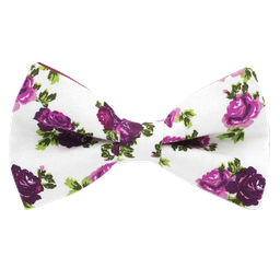 Noeud papillon "Winter Flower" fleurs roses sur fond blanc