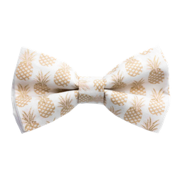 Noeud papillon "Golden Pineapple" ananas dorés sur fond blanc