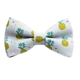 Noeud papillon "Crazy Pineapple" ananas jaune sur fond bleu gris