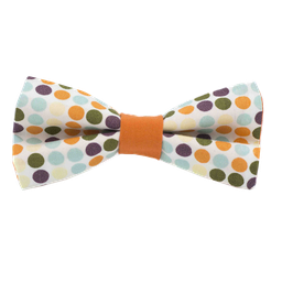 Noeud papillon à motifs "Vintage Dots" bulles colorées sur fond blanc