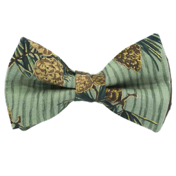Noeud papillon "Soignes" pomme de pin dorée sur fond vert