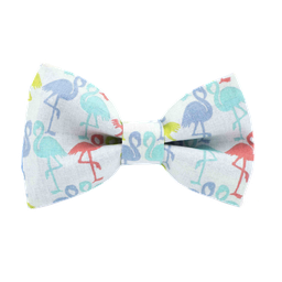 Noeud papillon "Flamingo-Pastel" flamants roses, turquoises et bleu ciel