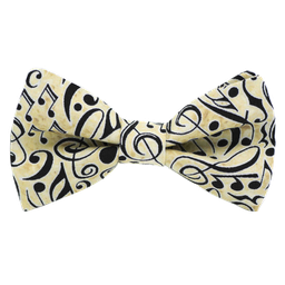 Noeud papillon "Mozart" notes de musique noires sur fond beige