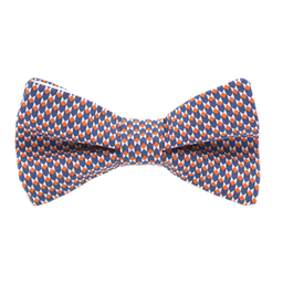 Noeud papillon "Illusionniste" cubes bleu marine, orange et blanc