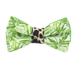 [JA.NP.MO.JUNG.11] Noeud papillon "Tarzan in the Jungle" feuilles de palmier vertes sur fond blanc