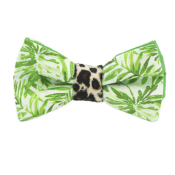 Noeud papillon "Tarzan in the Jungle" feuilles de palmier vertes sur fond blanc