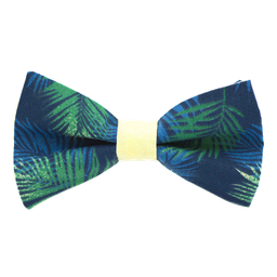 Noeud papillon "Hawaï" bleu marine bague jaune pâle