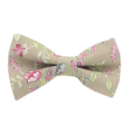 Noeud papillon "Grandma's Flower" fleurs roses sur fond beige