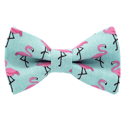 Noeud papillon "Flamingo" flamants roses sur fond vert d'eau