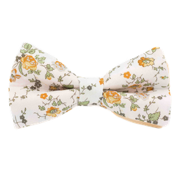 Noeud papillon "Capucines" fleurs oranges sur fond blanc