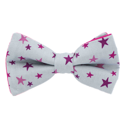 Noeud papillon "Circus" étoiles roses sur fond gris