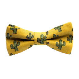 Noeud papillon à motifs "Billy the Cactus" cactus vert sur fond jaune