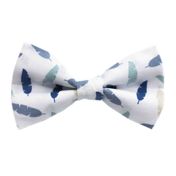 Noeud papillon "Comanche" plumes bleues sur fond blanc