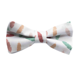 Noeud papillon "Comanche" plumes roses sur fond blanc
