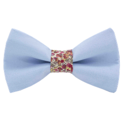 Noeud papillon uni bleu ciel "Portofino" bague Liberty "Emma and Georgina" rose