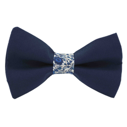 Noeud papillon uni bleu "Paris" bague Liberty "Emma and Georgina" bleu