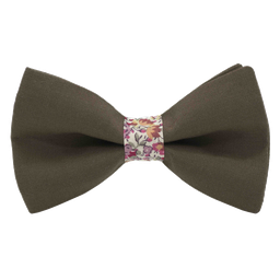 Noeud papillon uni marron "Dakar" bague Liberty "Emma and Georgina" rose