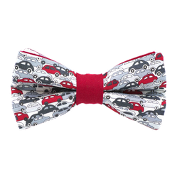 Noeud papillon Liberty "Cars" gris et rouge