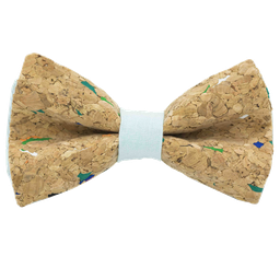 Noeud papillon en liège "Muscat" multicolore bague vert d'eau