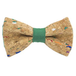 Noeud papillon en liège "Muscat" multicolore bague verte