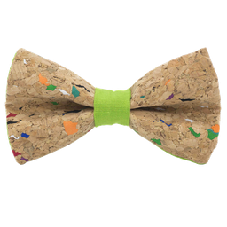Noeud papillon en liège "Muscat" multicolore bague vert pomme