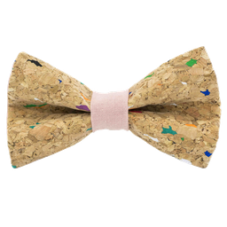 Noeud papillon en liège "Muscat" multicolore bague corail