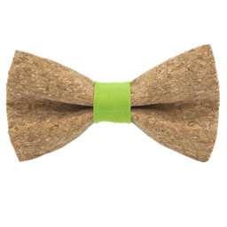 Noeud papillon en liège "Sauvignon" bague vert pomme