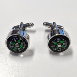 [TO.BM.ME.L103A] Boutons de manchettes "Boussoles" vertes