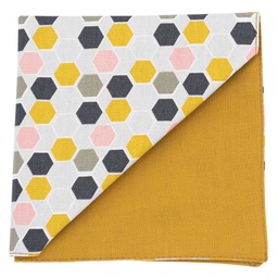 Pochette "Hexagone" gris & jaune moutarde