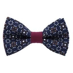 Noeud papillon "Flash Night" motifs géométriques sur fond bleu marine