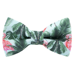 Noeud papillon "Welcome to Miami" motifs jungle et flamant rose
