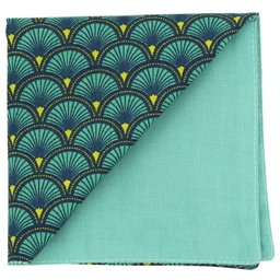 Pochette japonais "Grands Éventails" vert piscine