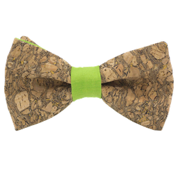 Noeud papillon en liège "Chardonnay" à paillettes dorées bague vert pomme